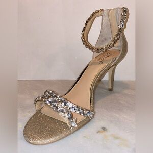 Jewel Badgley Mischka Gold Crystal Heels